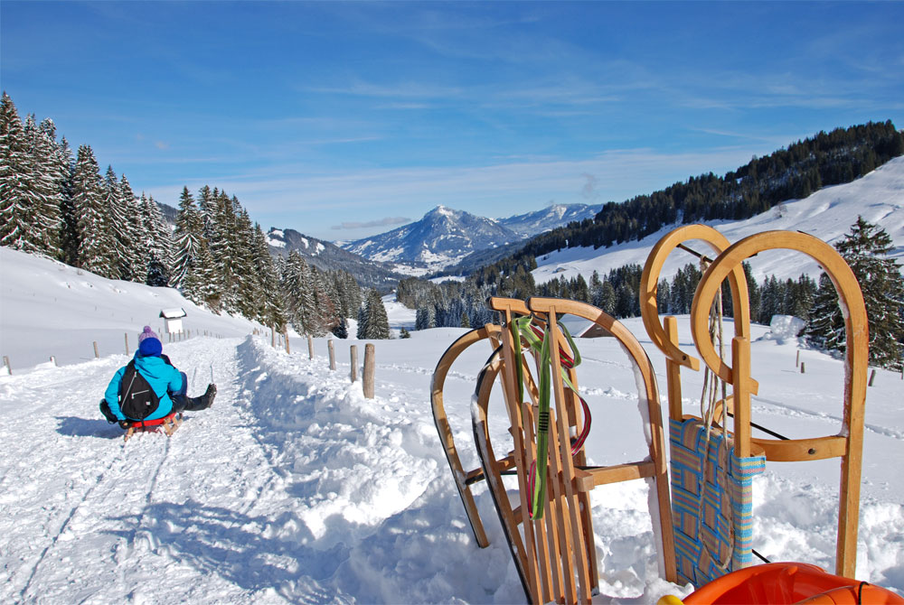 Schlittenfahren im Allgäu
